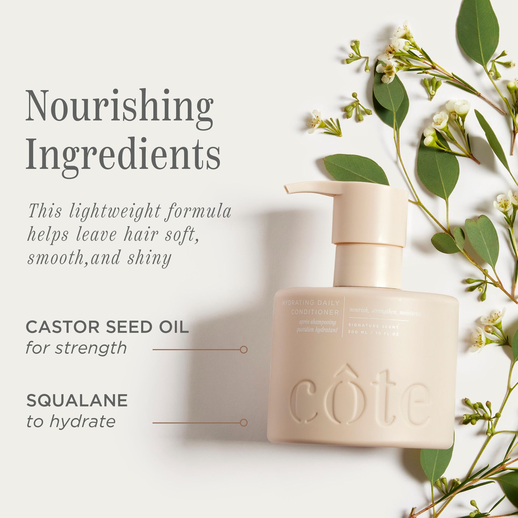 Cote Beauty Hydrating Conditioner – Detangles Effortlessly, Shiny Hair, Omega 6 & 9, Castor Seed Oil, Vegan & Cruelty-Free, 10 Fl Oz