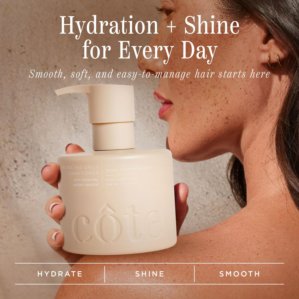 Cote Beauty Hydrating Conditioner – Detangles Effortlessly, Shiny Hair, Omega 6 & 9, Castor Seed Oil, Vegan & Cruelty-Free, 10 Fl Oz