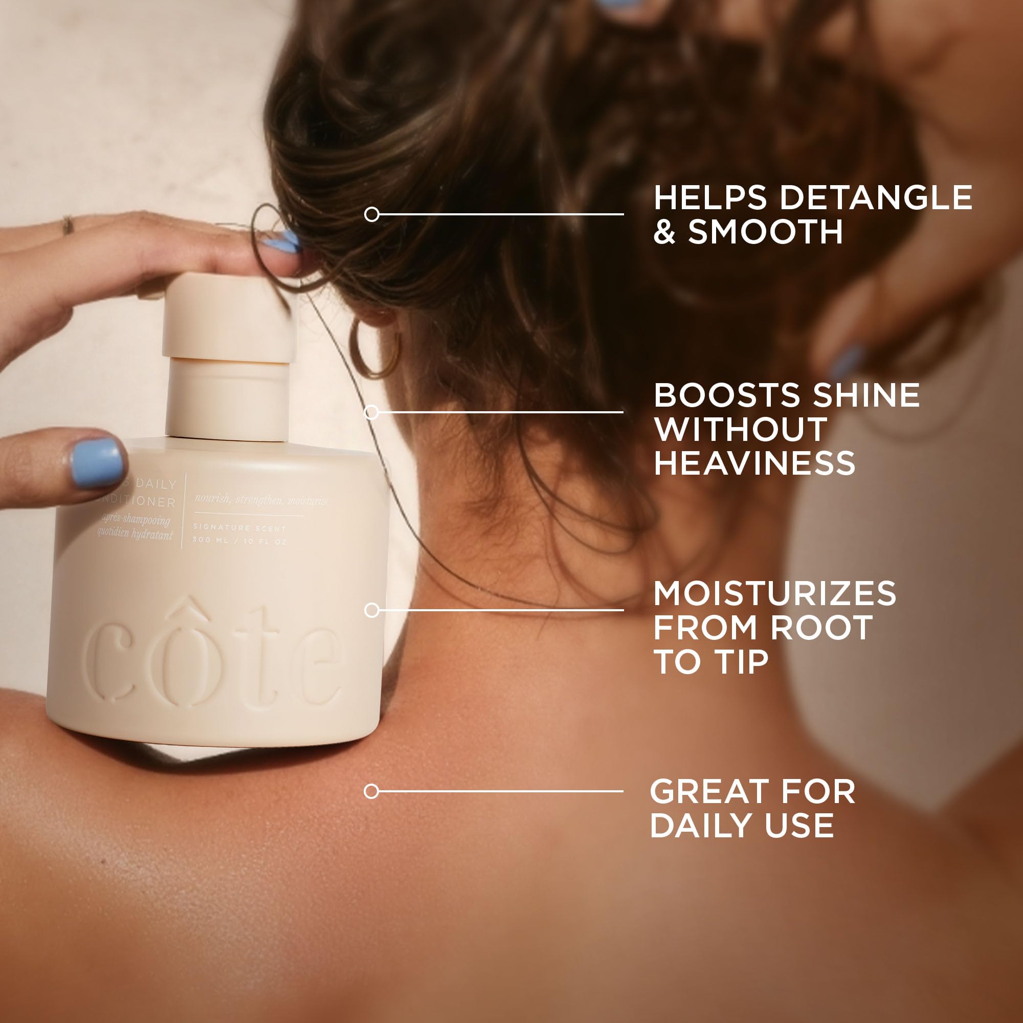 Cote Beauty Hydrating Conditioner – Detangles Effortlessly, Shiny Hair, Omega 6 & 9, Castor Seed Oil, Vegan & Cruelty-Free, 10 Fl Oz