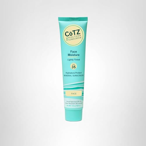 CoTZ Face Moisture Lightly Tinted Mineral Sunscreen SPF 35 – 1.5 oz | Sheer Tint Primer, Reef-Friendly
