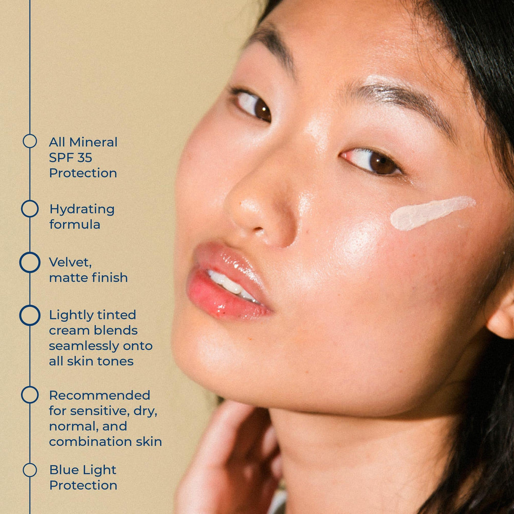 CoTZ Face Moisture Lightly Tinted Mineral Sunscreen SPF 35 – 1.5 oz | Sheer Tint Primer, Reef-Friendly