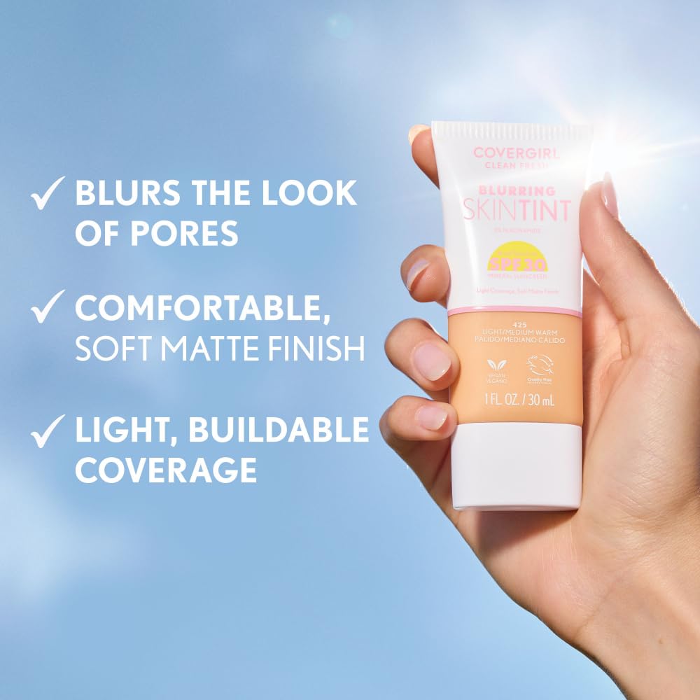 COVERGIRL Clean Fresh Blurring Skin Tint SPF 30 – Light Matte Foundation 410 Fair Neutral