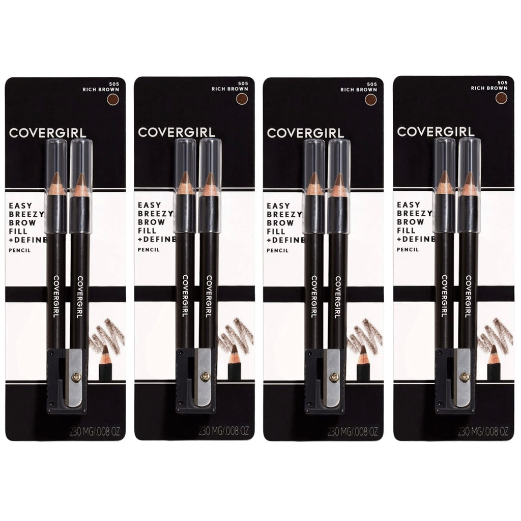 CoverGirl Easy Breezy Brow Fill+Define Pencils Rich Brown – Pack of 4