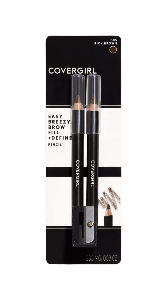 CoverGirl Easy Breezy Brow Fill+Define Pencils Rich Brown – Pack of 4