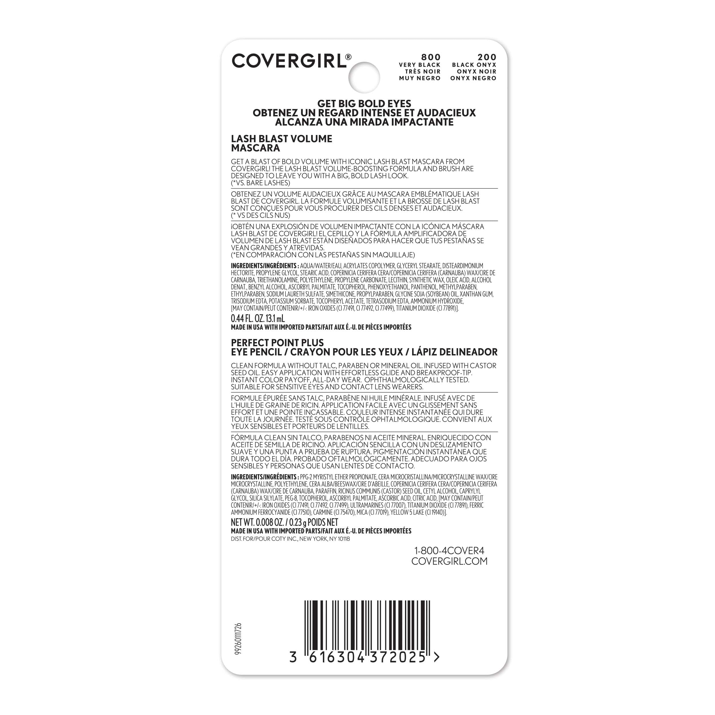COVERGIRL Lash Blast Volume Mascara Waterproof + Perfect Point Plus Eyeliner Pencil Twin Pack — Very Black & Black Onyx