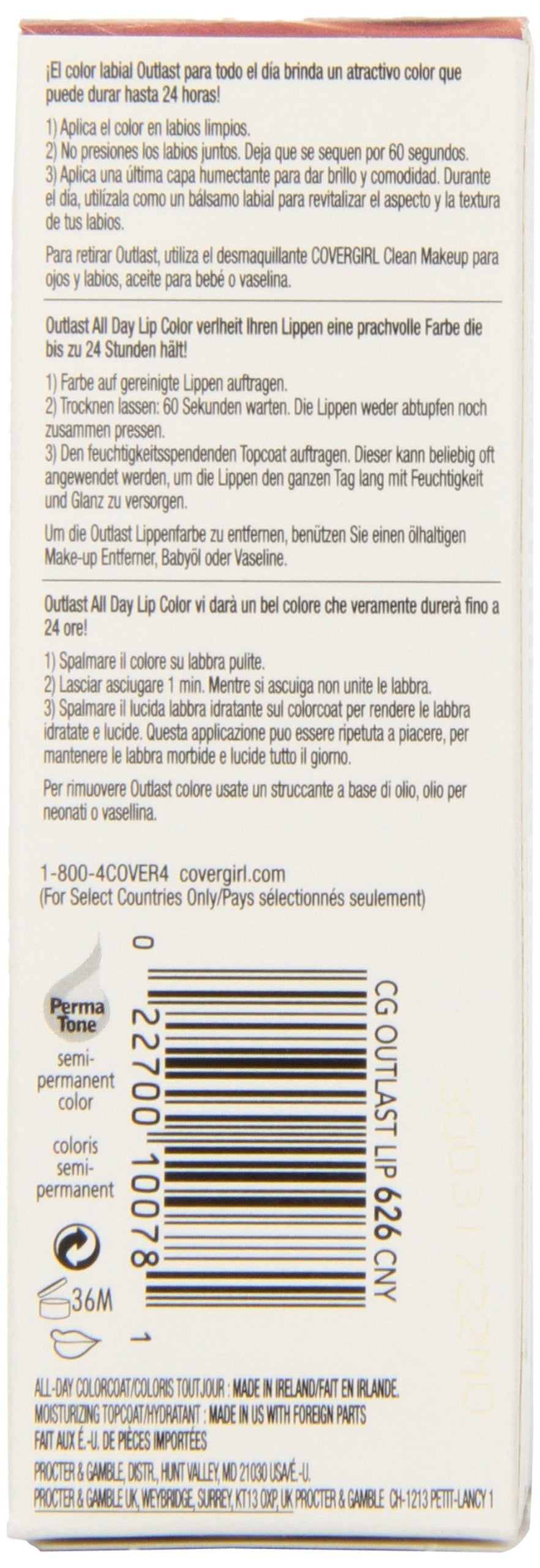 CoverGirl Outlast All Day Two Step Lipcolor – Canyon 626 (0.13 oz) | Long-Wear Lipcolor