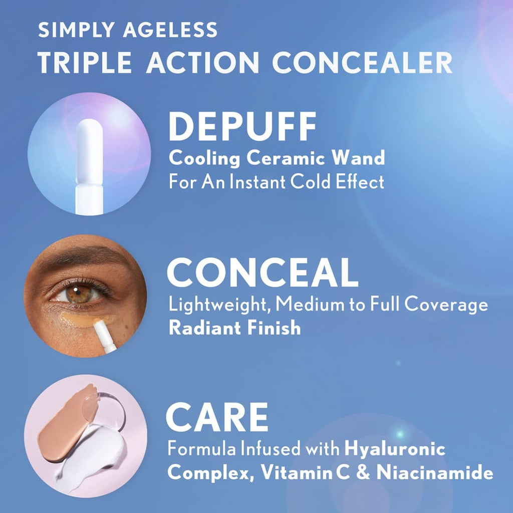 CoverGirl Simply Ageless Triple Action Concealer – Creamy Natural, Cooling Ceramic Wand