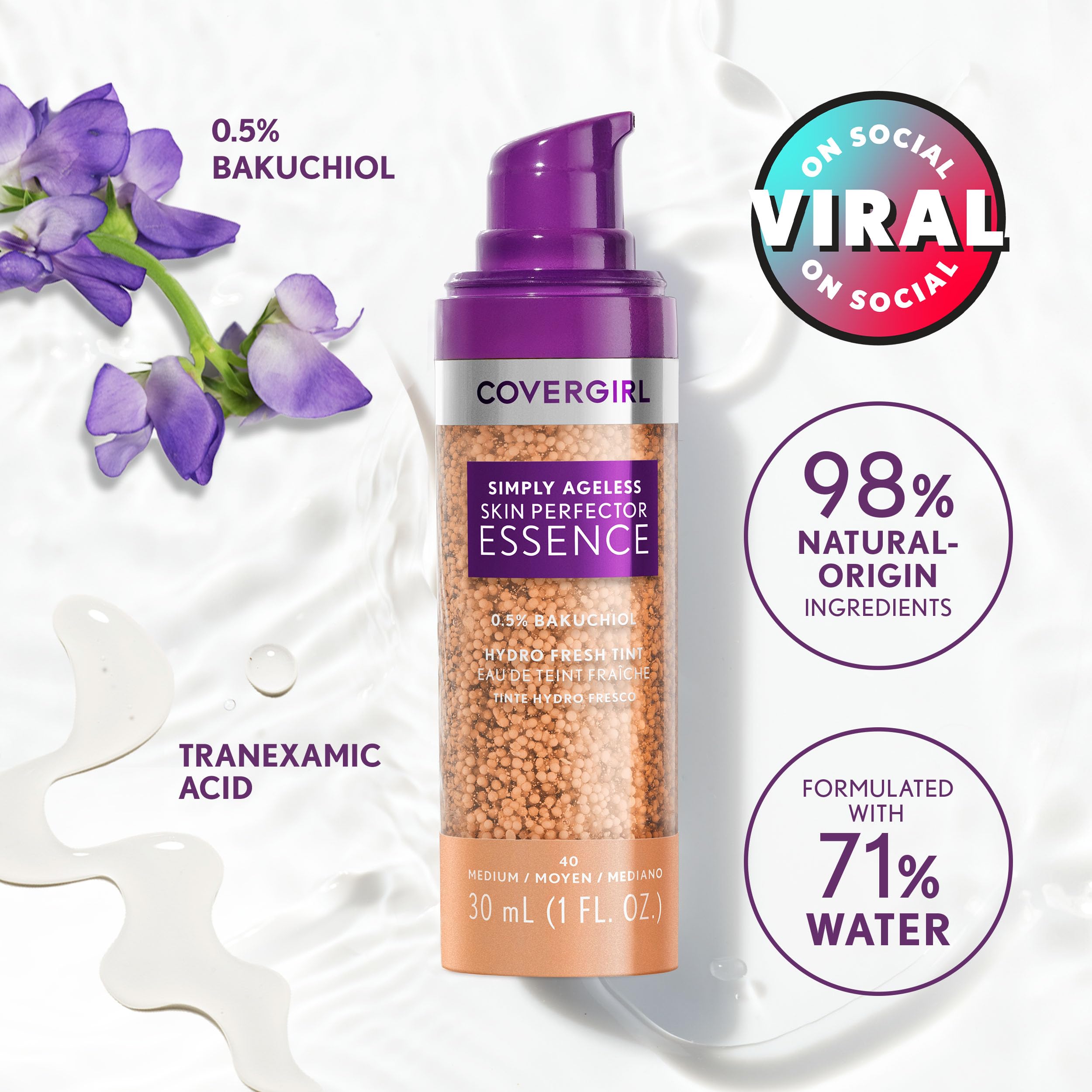 Covergirl Simply Ageless Skin Perfector Essence Foundation, 10 Fair – Sheer Tint, Vegan