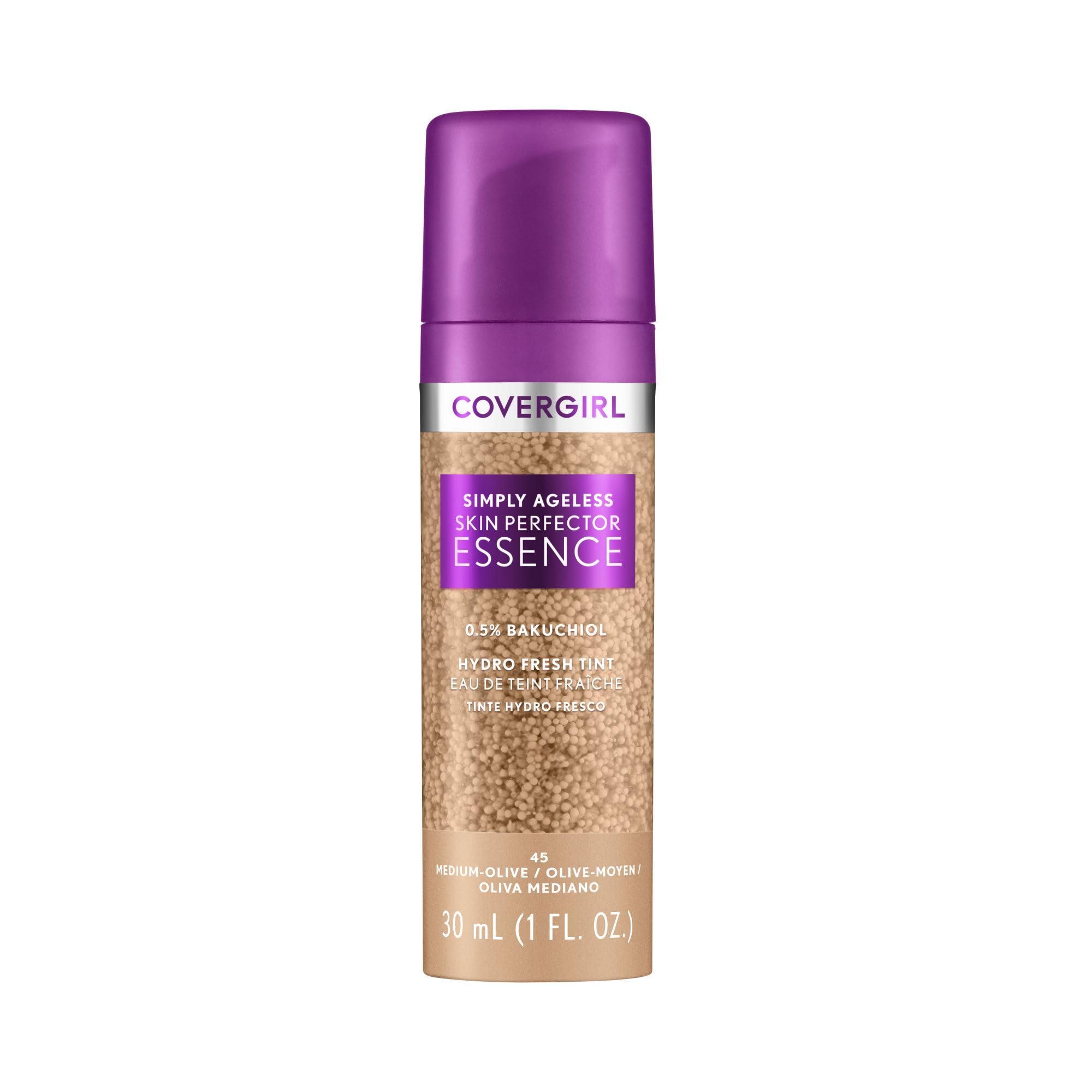 CoverGirl Simply Ageless Essence Foundation 45 Medium-Olive – Hydrating Skincare Makeup Hybrid