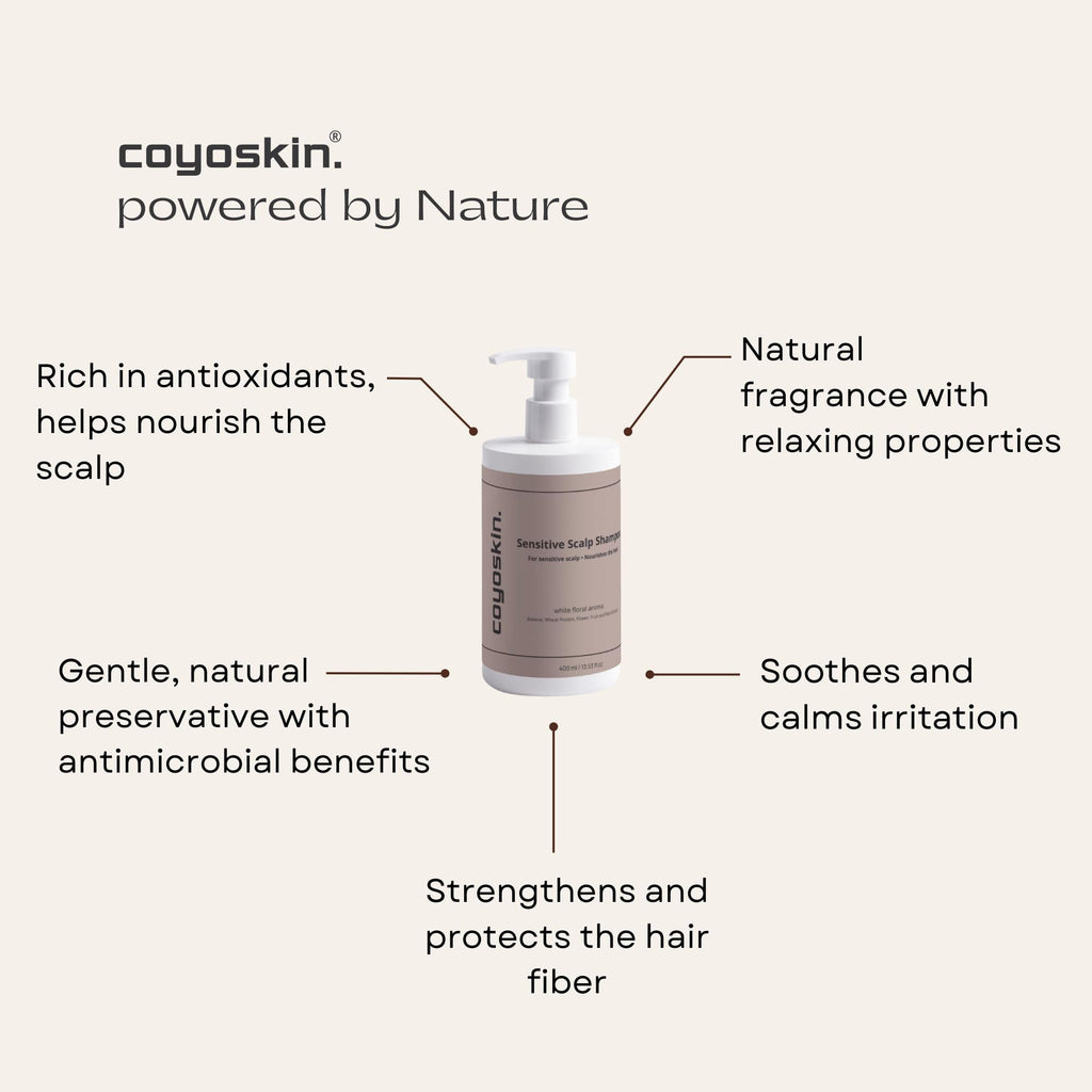 COYOSKIN Sensitive Scalp Shampoo – Gentle, SLS-Free Cleanser for Dry & Reactive Skin | ECOCERT Certified 400ml