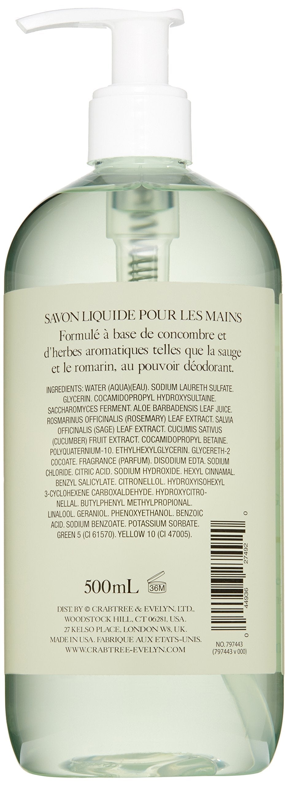 Crabtree & Evelyn Gardeners Hand Soap, 16.9 fl oz – Herbal Hand Cleanser with Alfalfa & Chicory