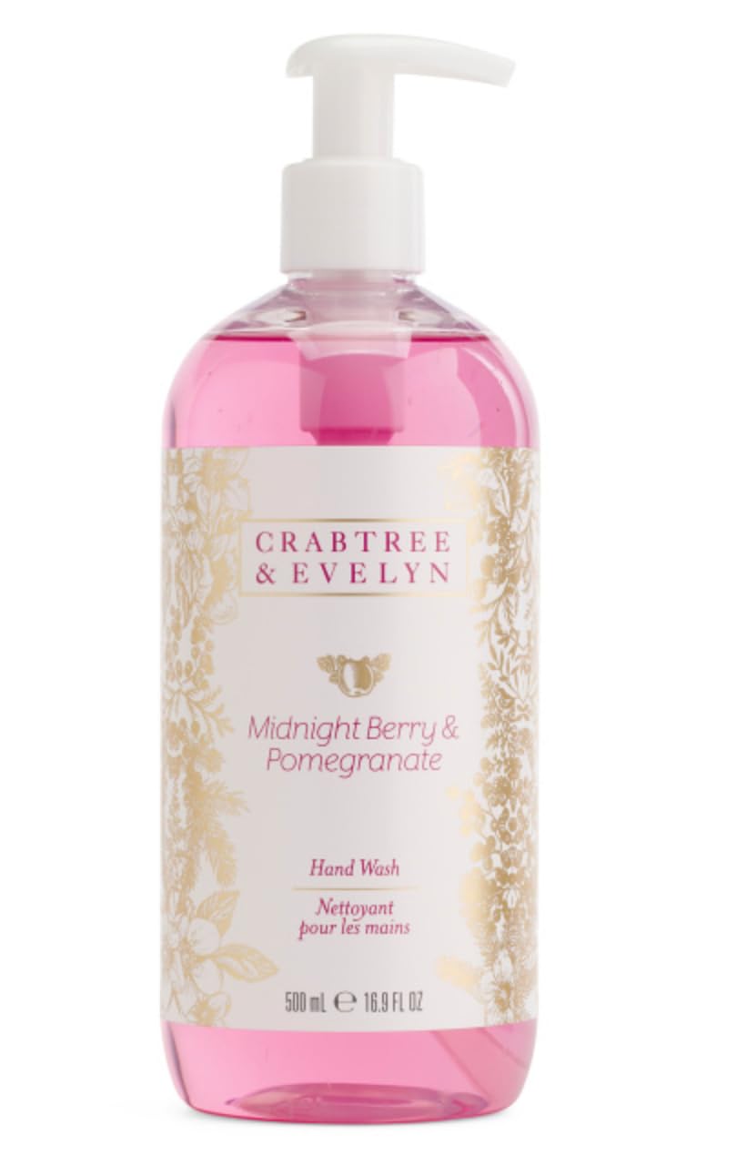Crabtree & Evelyn Midnight Berry & Pomegranate Hand Wash 16.9 fl oz – Moisturizing Cleanser with Coconut Oil