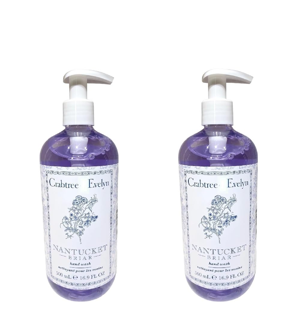 Crabtree & Evelyn Nantucket Briar Hand Wash – 16.9 fl oz Pump Bottle, Pack of 2