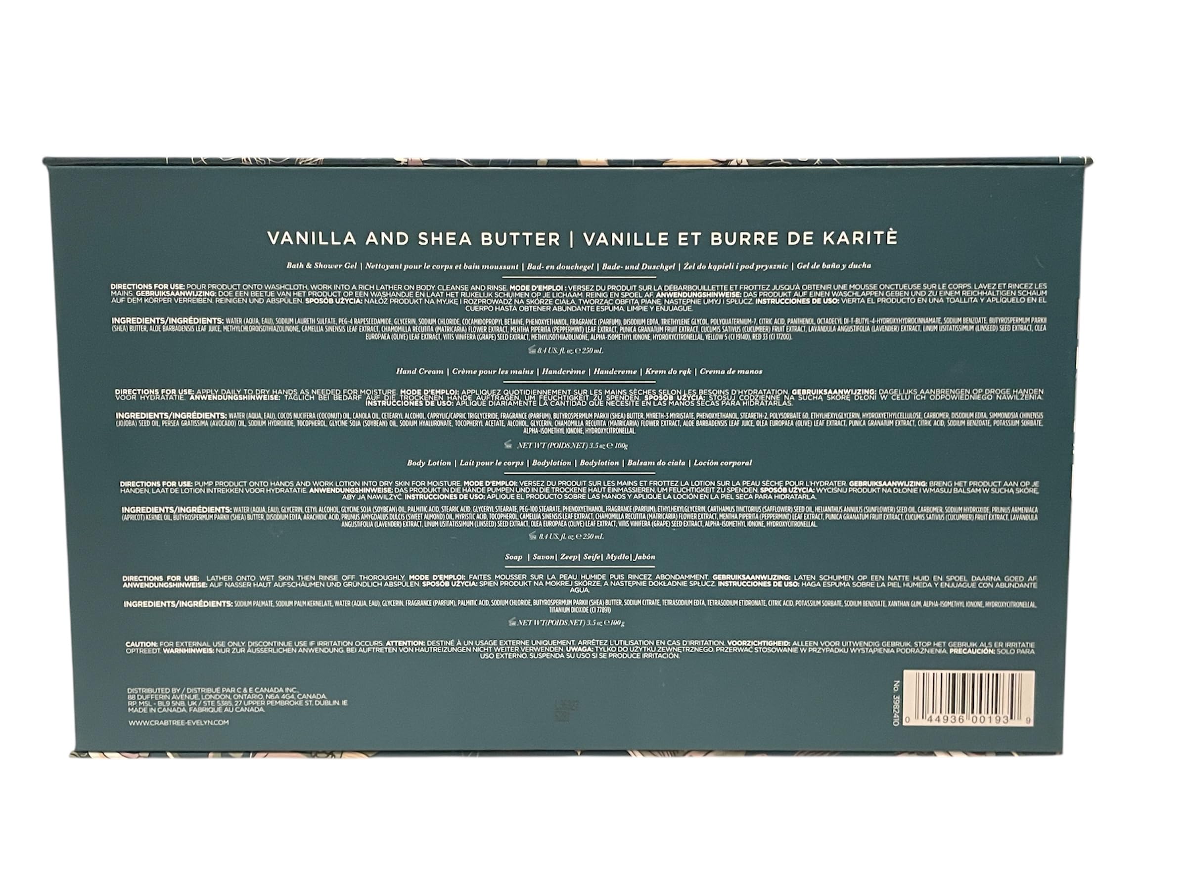Crabtree & Evelyn Summer Hill Collection Set – Bath & Shower Gel, Body Lotion, Hand Therapy & Soap