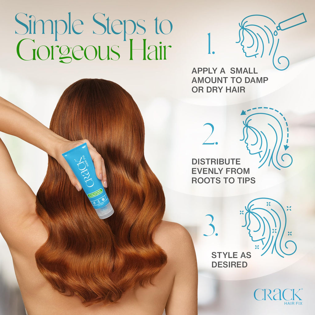 Crack Hair Fix Styling Cream – Multi-Task Leave-In, Frizz & Heat Protection (Pack of 3)