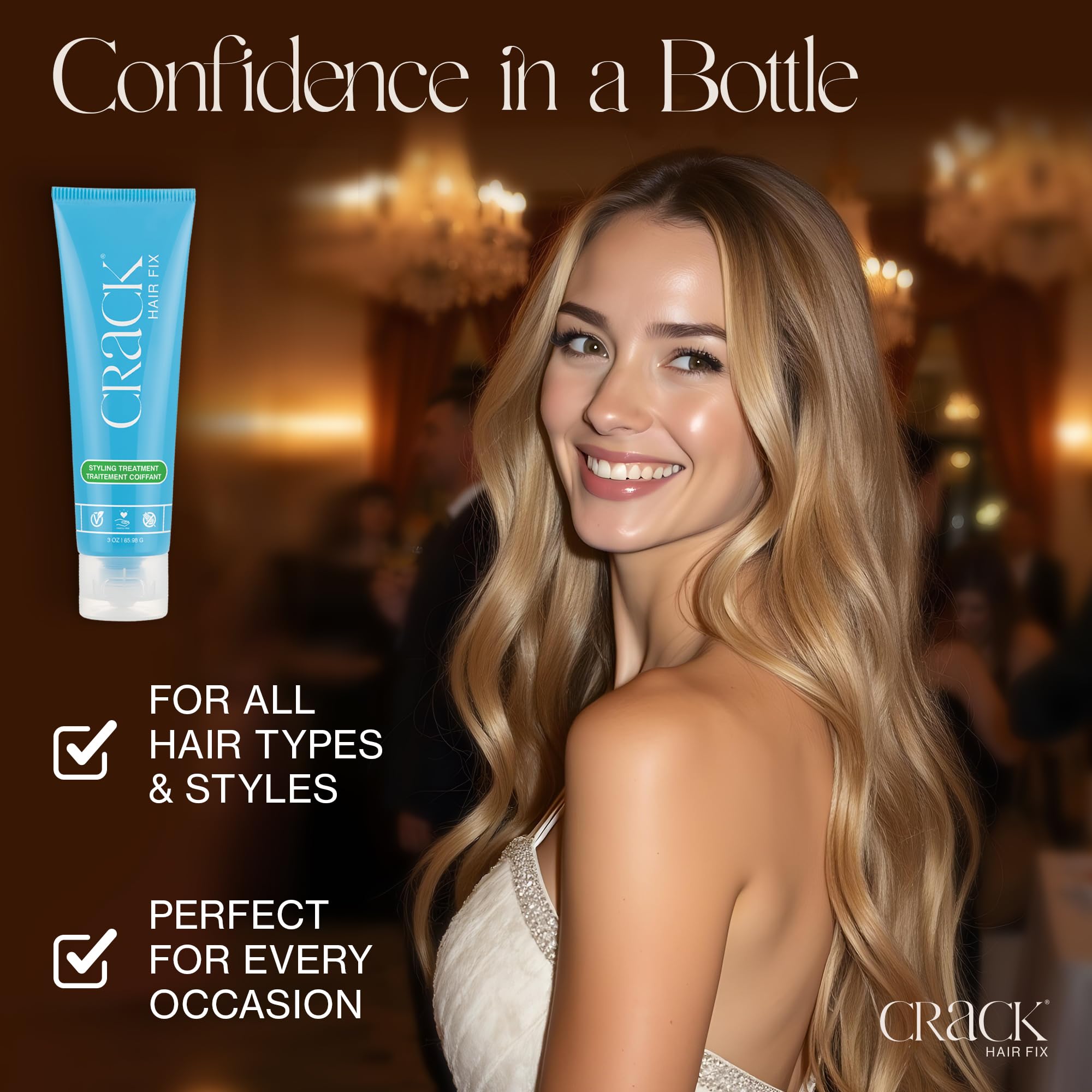 Crack Hair Fix Styling Cream – Multi-Task Leave-In, Frizz & Heat Protection (Pack of 3)