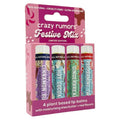 Crazy Rumors Festive Mix Lip Balm 4-Pack: Gingerbread, Hot Cocoa, Cinnamon Bun + Peppermint Twist