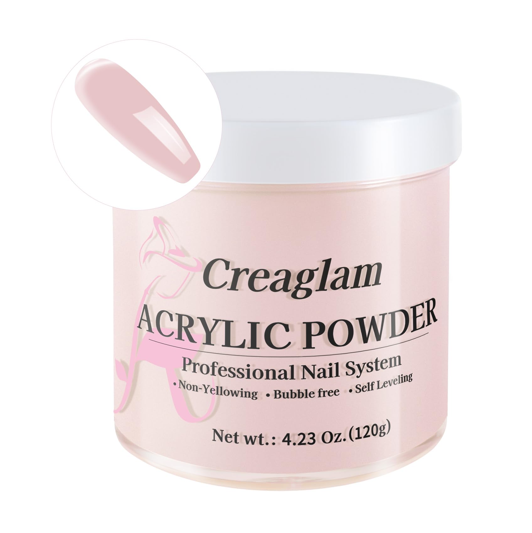 Creaglam Acrylic Powder 120g – No Lamp Needed for Nail Extensions | Bubble-Free Formula for 3D Art & Long-Lasting Manicures