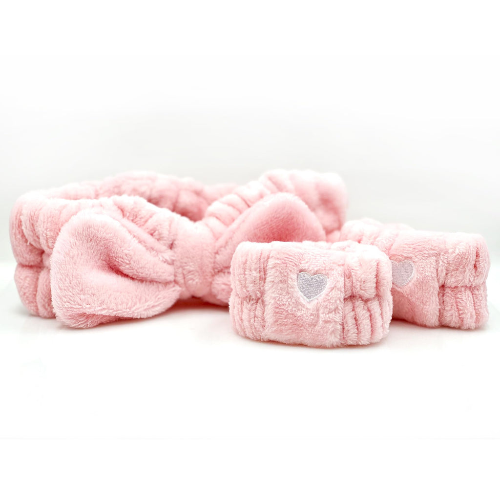 The Crème Shop Spa Teddy Headband & Cuff Set — Soft, Absorbent, Reusable
