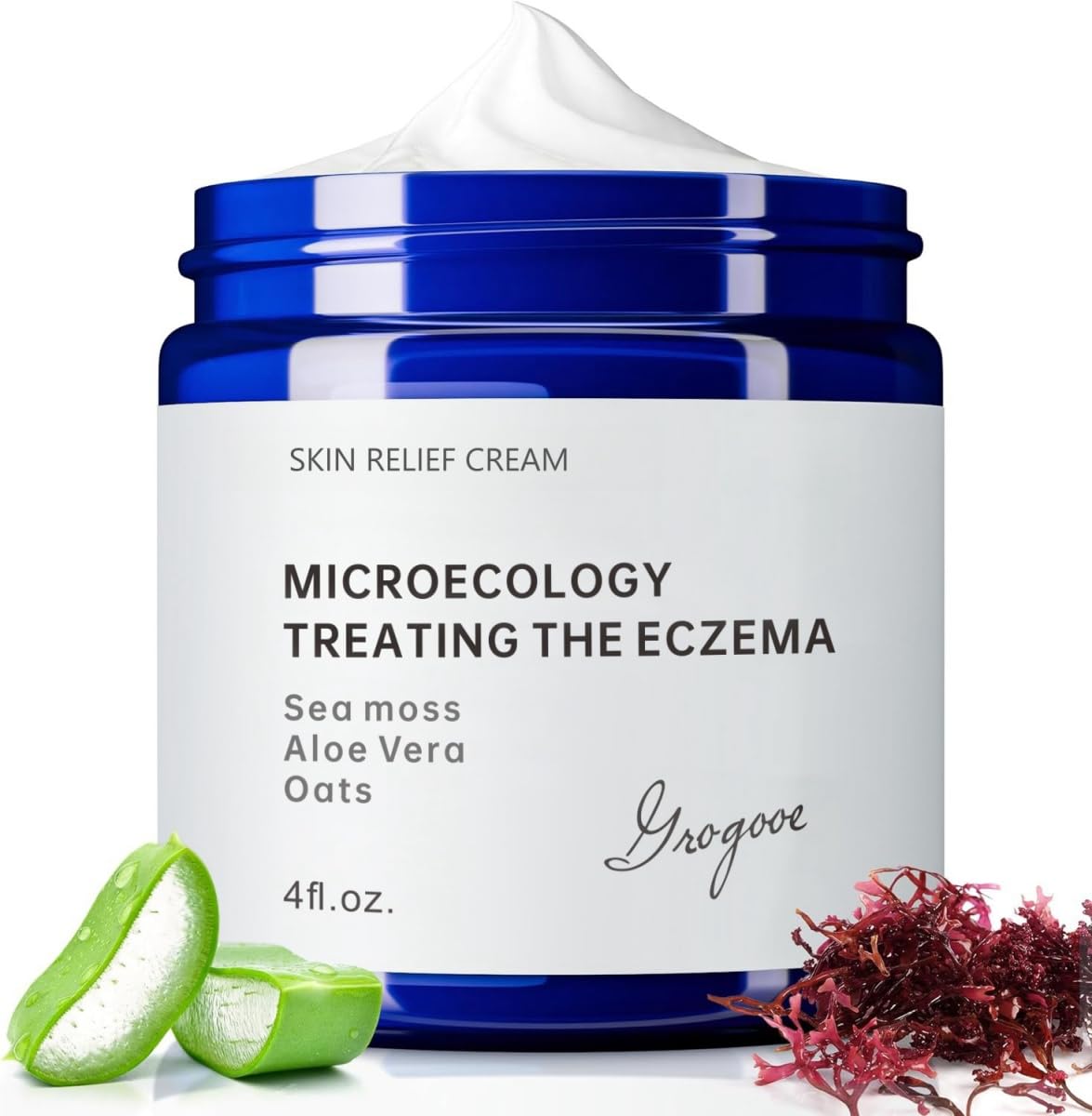 Crogooe Natural Soothing Eczema Cream – Fragrance-Free Hydration with Sea Moss, Aloe Vera & Oats (4 oz)