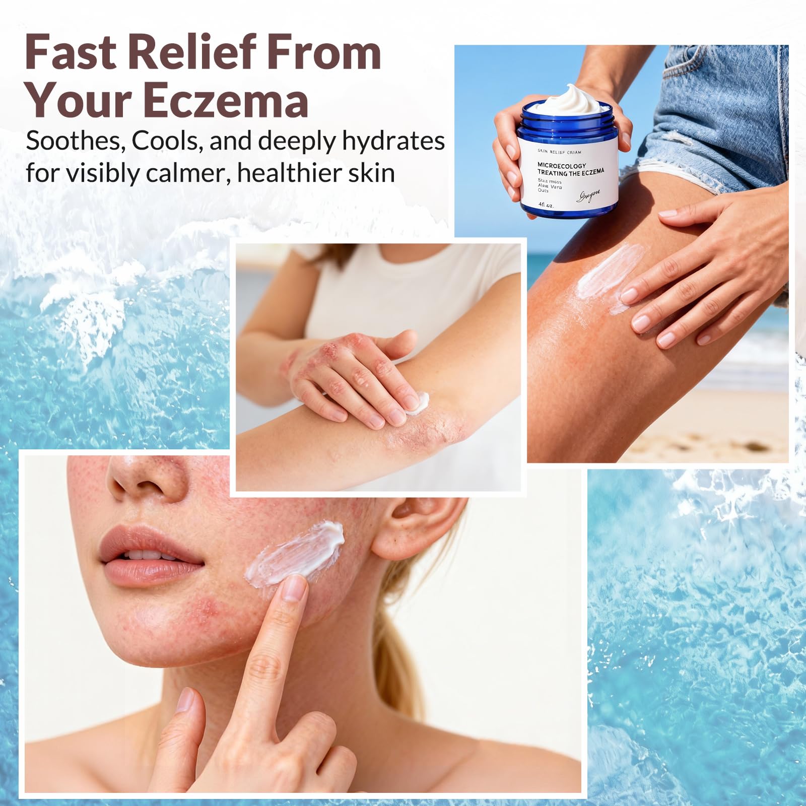 Crogooe Natural Soothing Eczema Cream – Fragrance-Free Hydration with Sea Moss, Aloe Vera & Oats (4 oz)