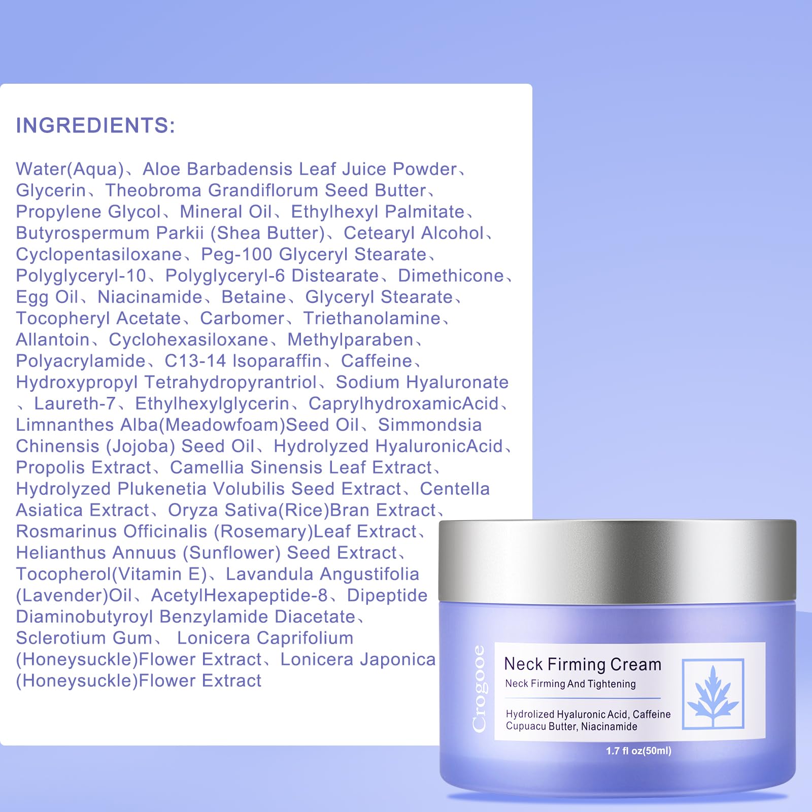 Crogooe Neck Firming Cream – Tightening & Lifting for Neck & Décolleté | 1.7 fl oz