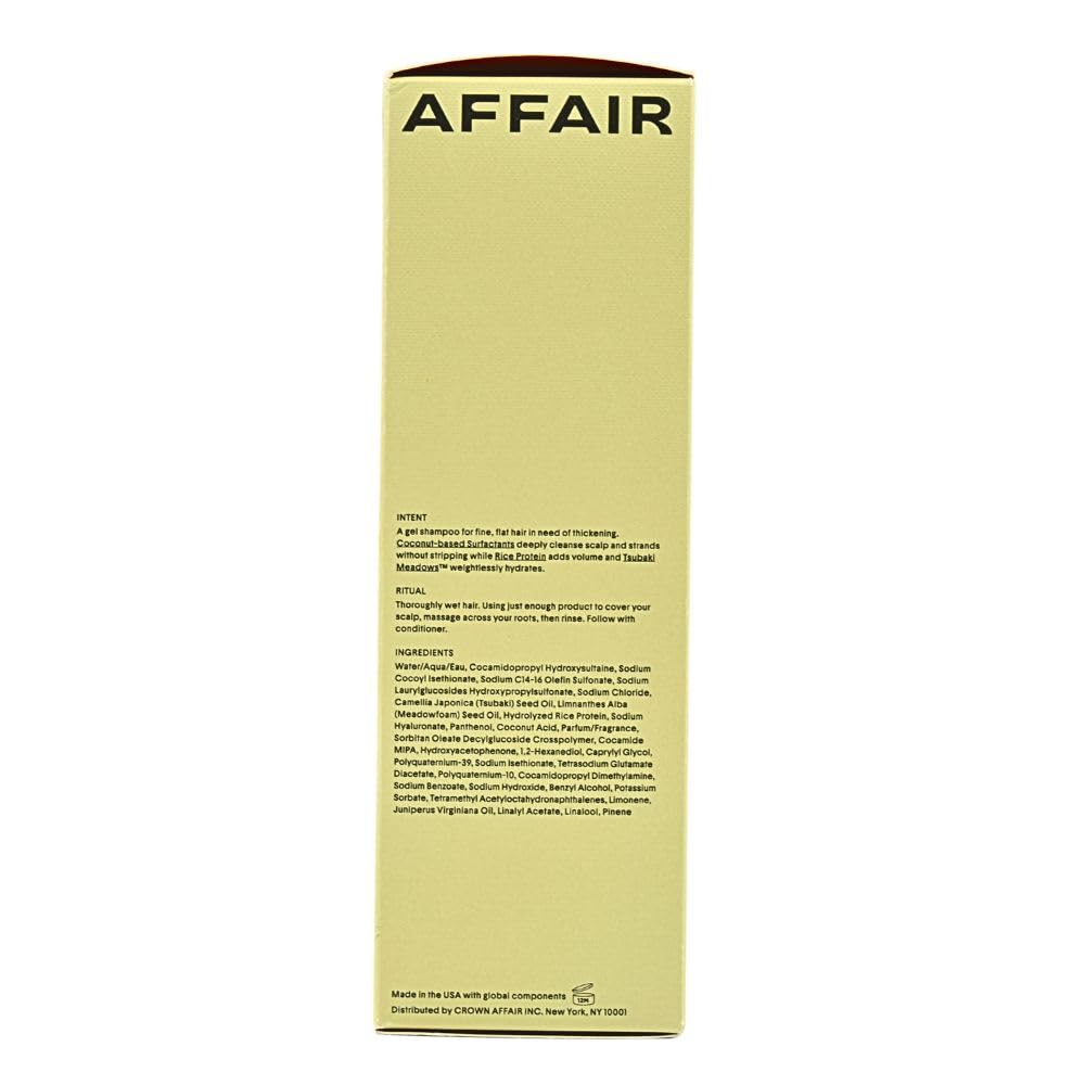 CROWN AFFAIR Volumizing Shampoo – Lightweight Gel Cleanser for Oily, Flat Hair with Rice Protein & Tsubaki Oil