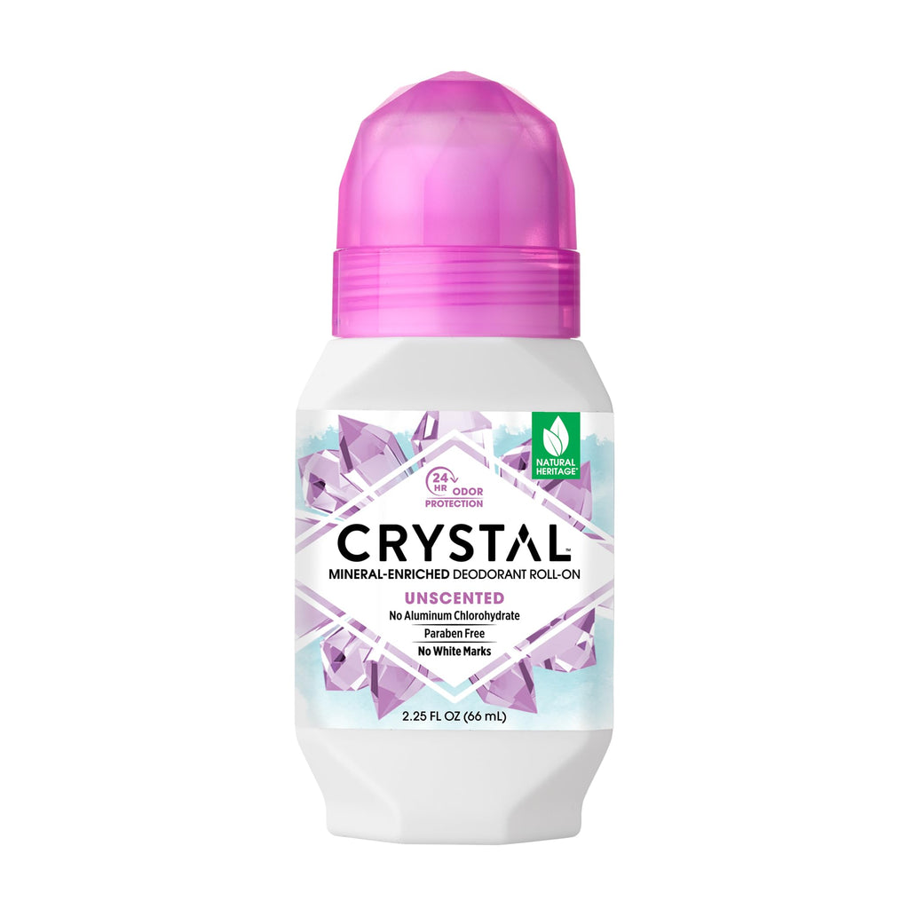 Crystal Essence CRYSTAL Mineral Deodorant Roll-On – Unscented, 24-Hour Odor Protection