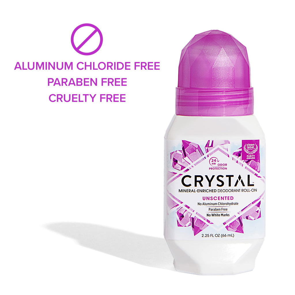 Crystal Essence CRYSTAL Mineral Deodorant Roll-On – Unscented, 24-Hour Odor Protection