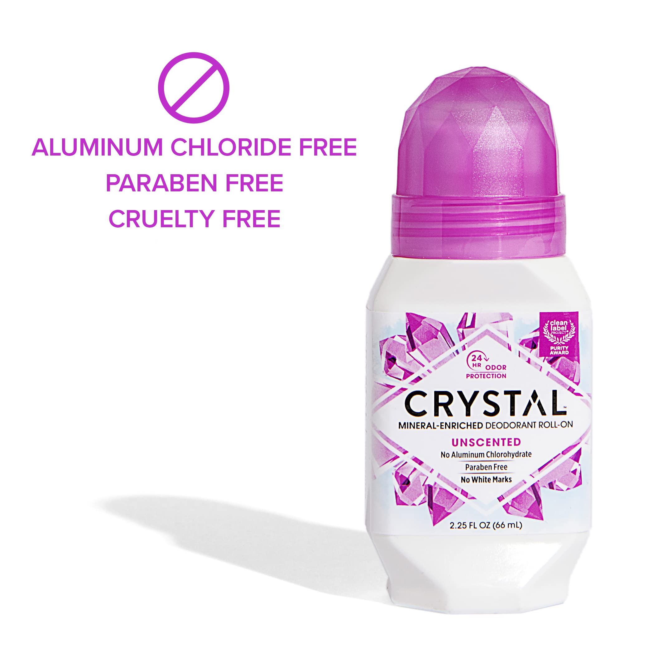 Crystal Essence CRYSTAL Mineral Deodorant Roll-On – Unscented, 24-Hour Odor Protection