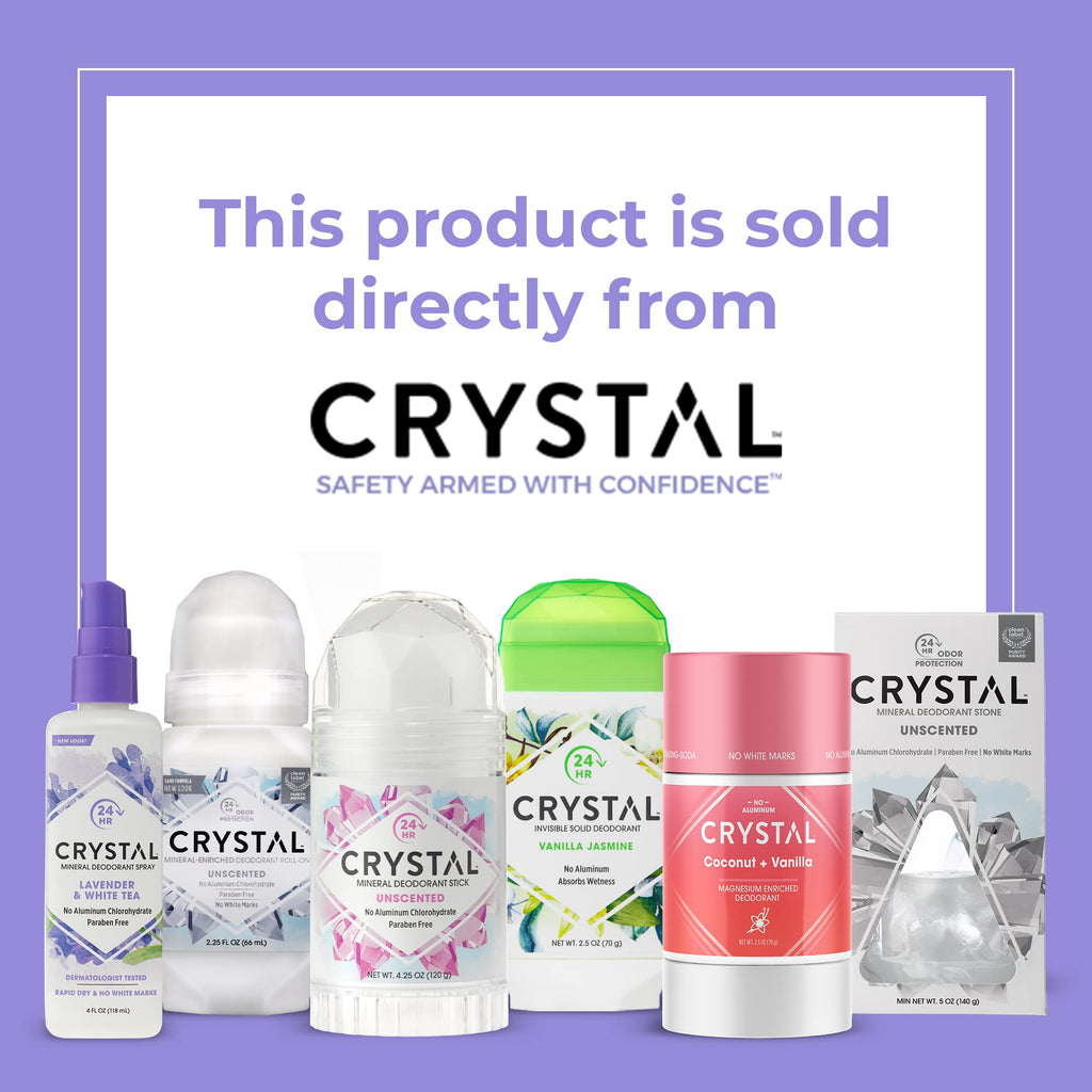 Crystal Essence CRYSTAL Mineral Deodorant Roll-On – Unscented, 24-Hour Odor Protection