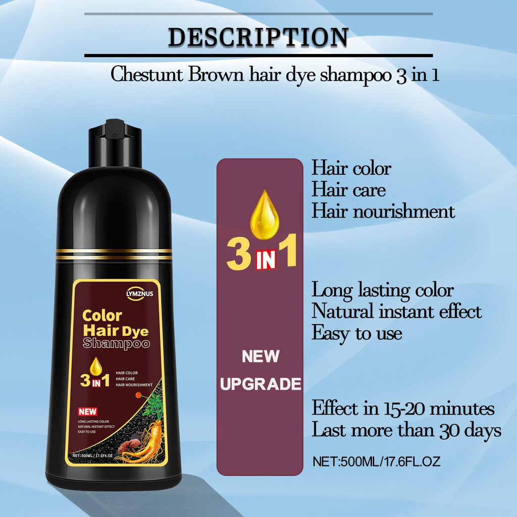 CSFDXD Dark Wine Red Hair Dye Shampoo 3-in-1 – Gray Coverage at Home, 500ml