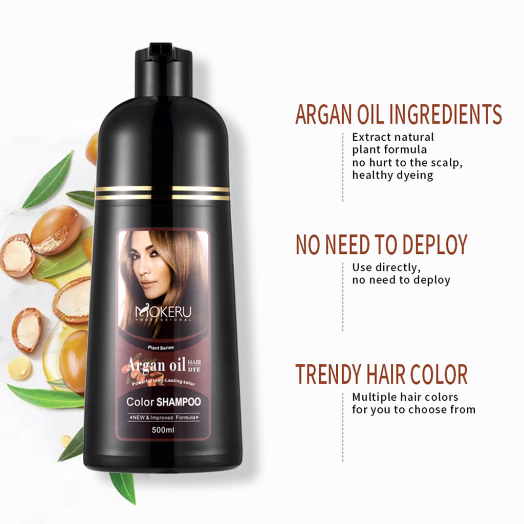 CSFDXD Natural Black Hair Color Dye Shampoo – Gray Coverage, Plant-Based, Gentle (16.9 oz)