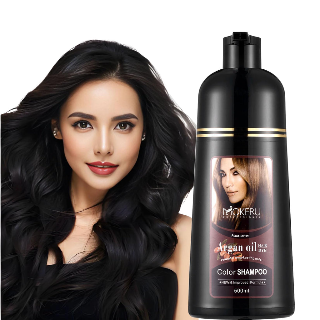 CSFDXD Natural Black Hair Color Dye Shampoo – Gray Coverage, Plant-Based, Gentle (16.9 oz)