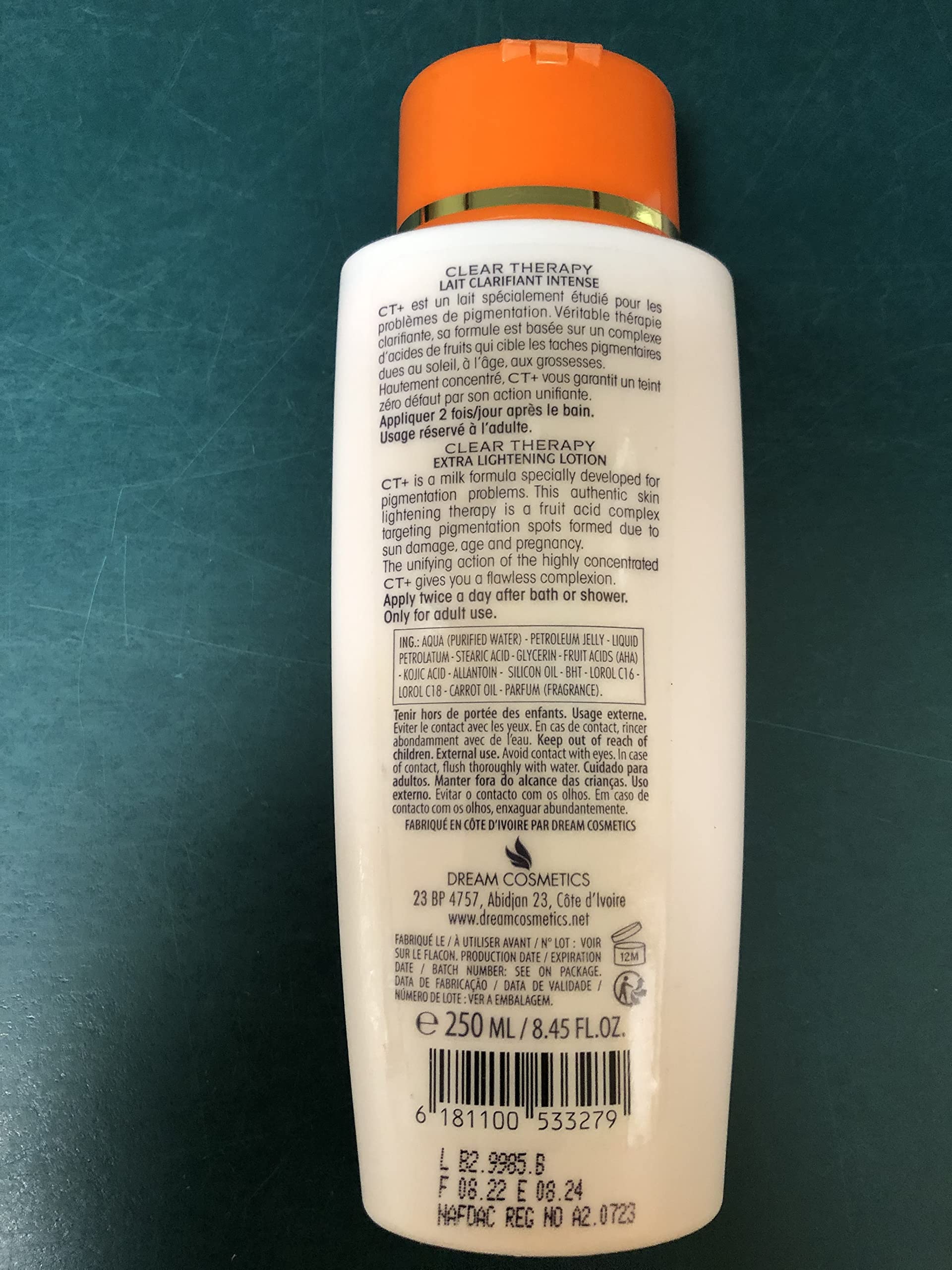 CT+ Clear Therapy Extra Lightening Lotion with Carrot Oil 250 ml