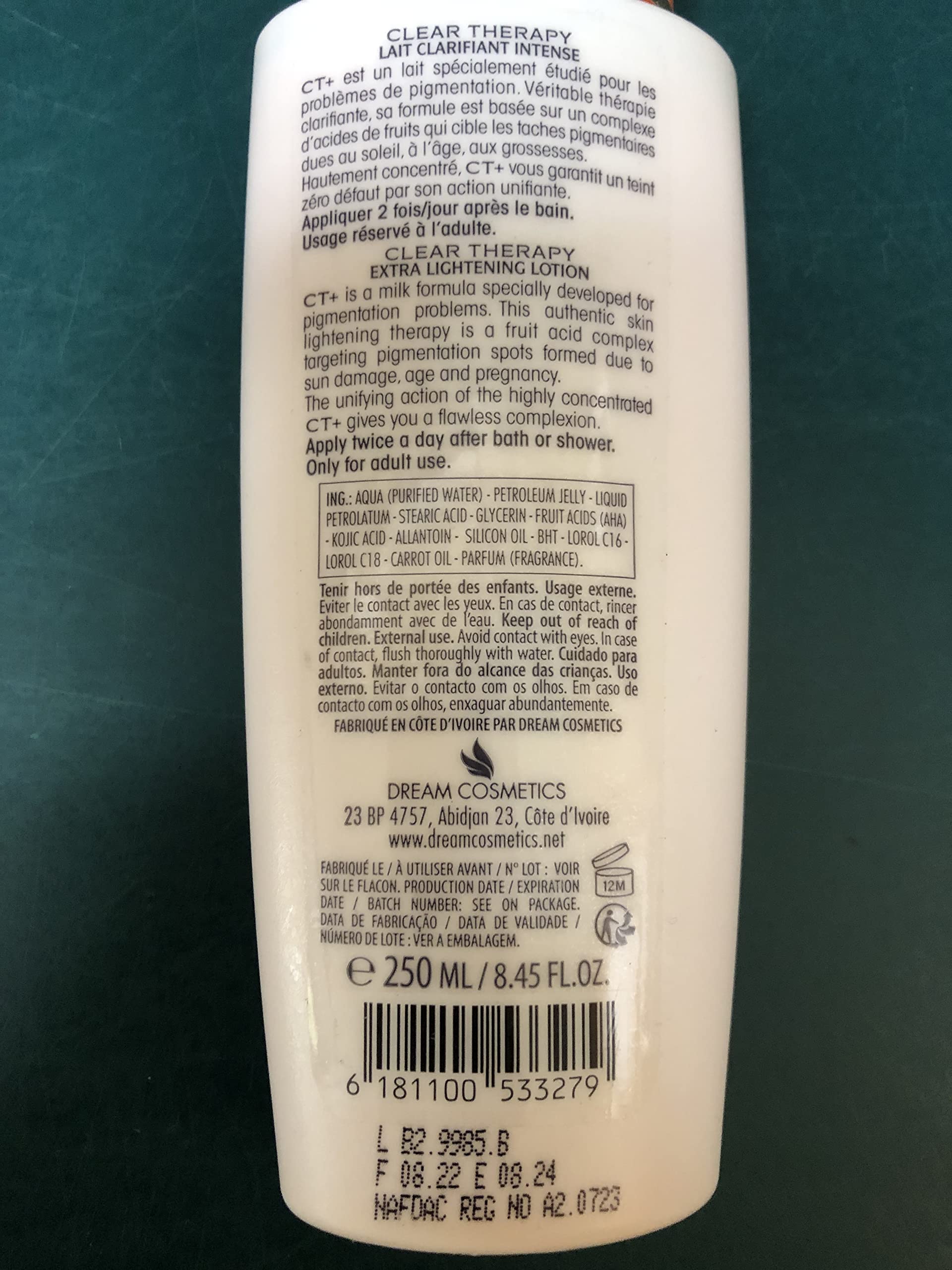 CT+ Clear Therapy Extra Lightening Lotion with Carrot Oil 250 ml