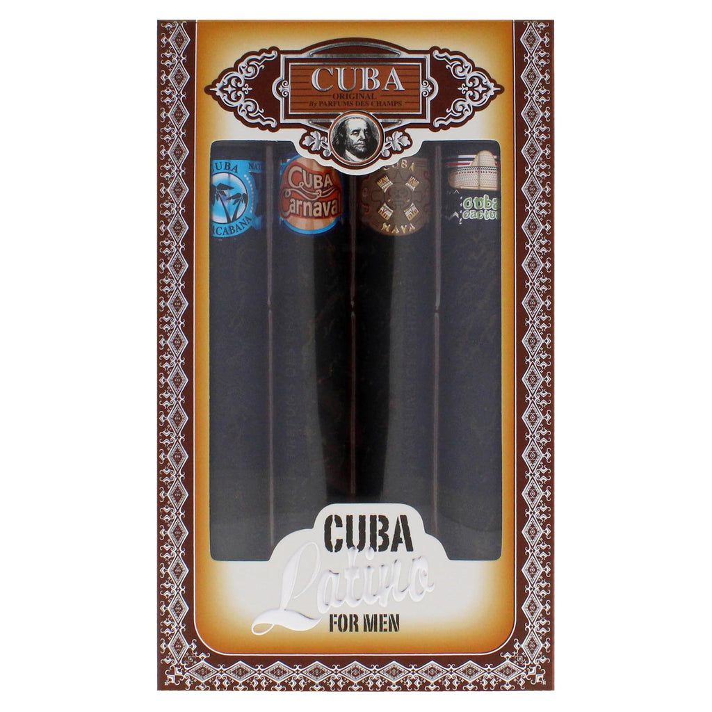 Cuba Latino Collection for Men – 4-Piece Gift Set by Champs (Carnaval, Copacabana, Maya & Cactus) | 1.17 oz EDTs