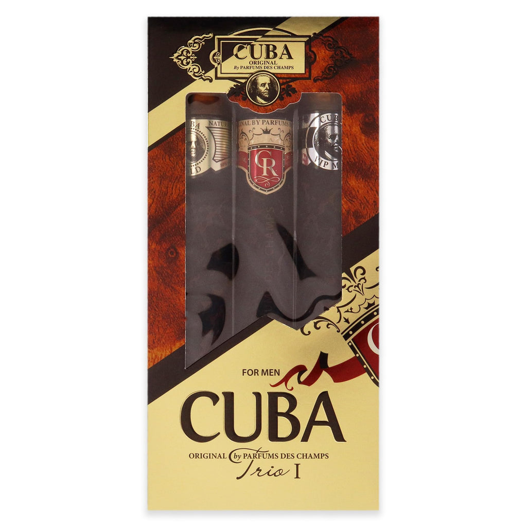 Cuba Trio Best 1 Gift Set — 3 × 1.17 oz EDTs in Gold, VIP, Royal for Men