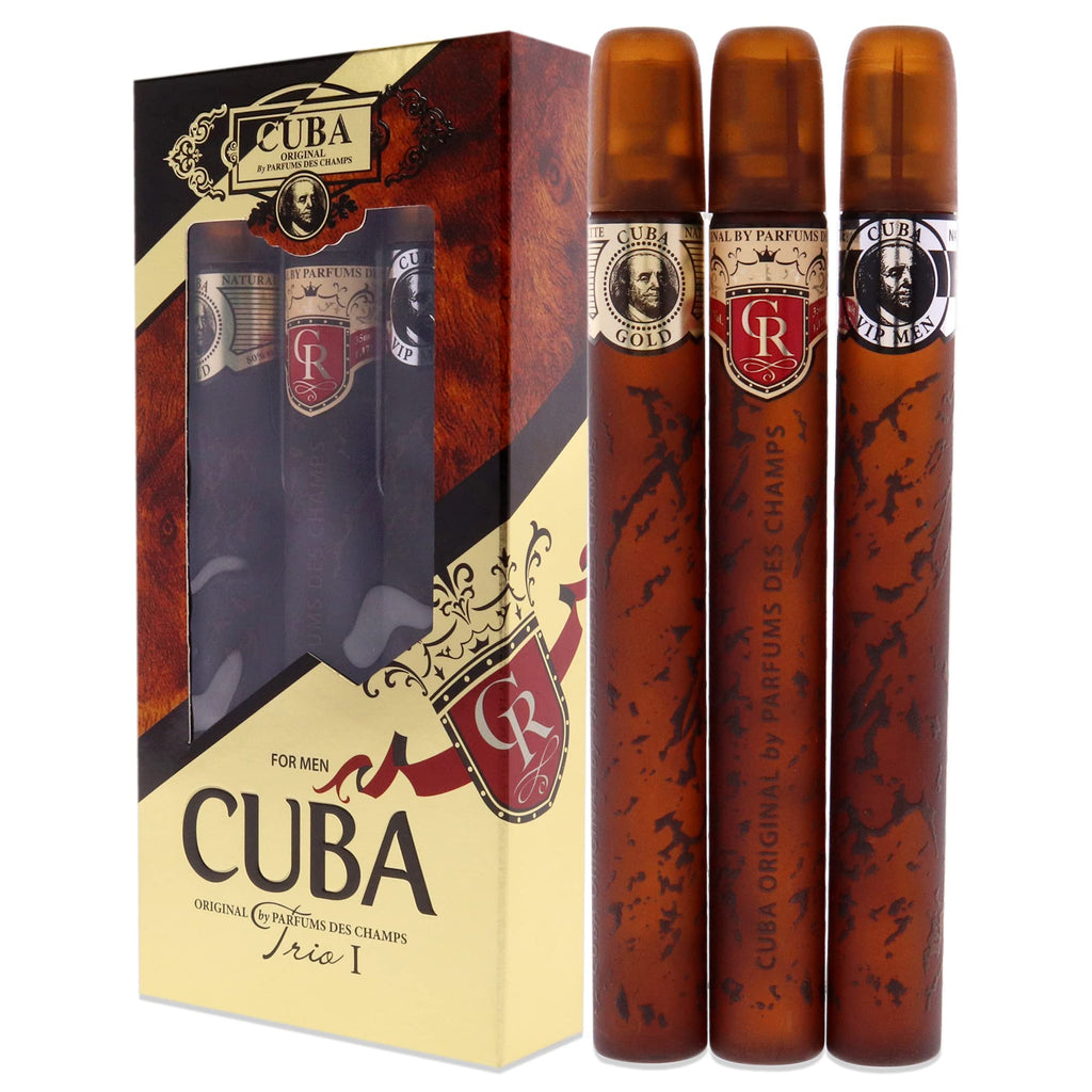 Cuba Trio Best 1 Gift Set — 3 × 1.17 oz EDTs in Gold, VIP, Royal for Men