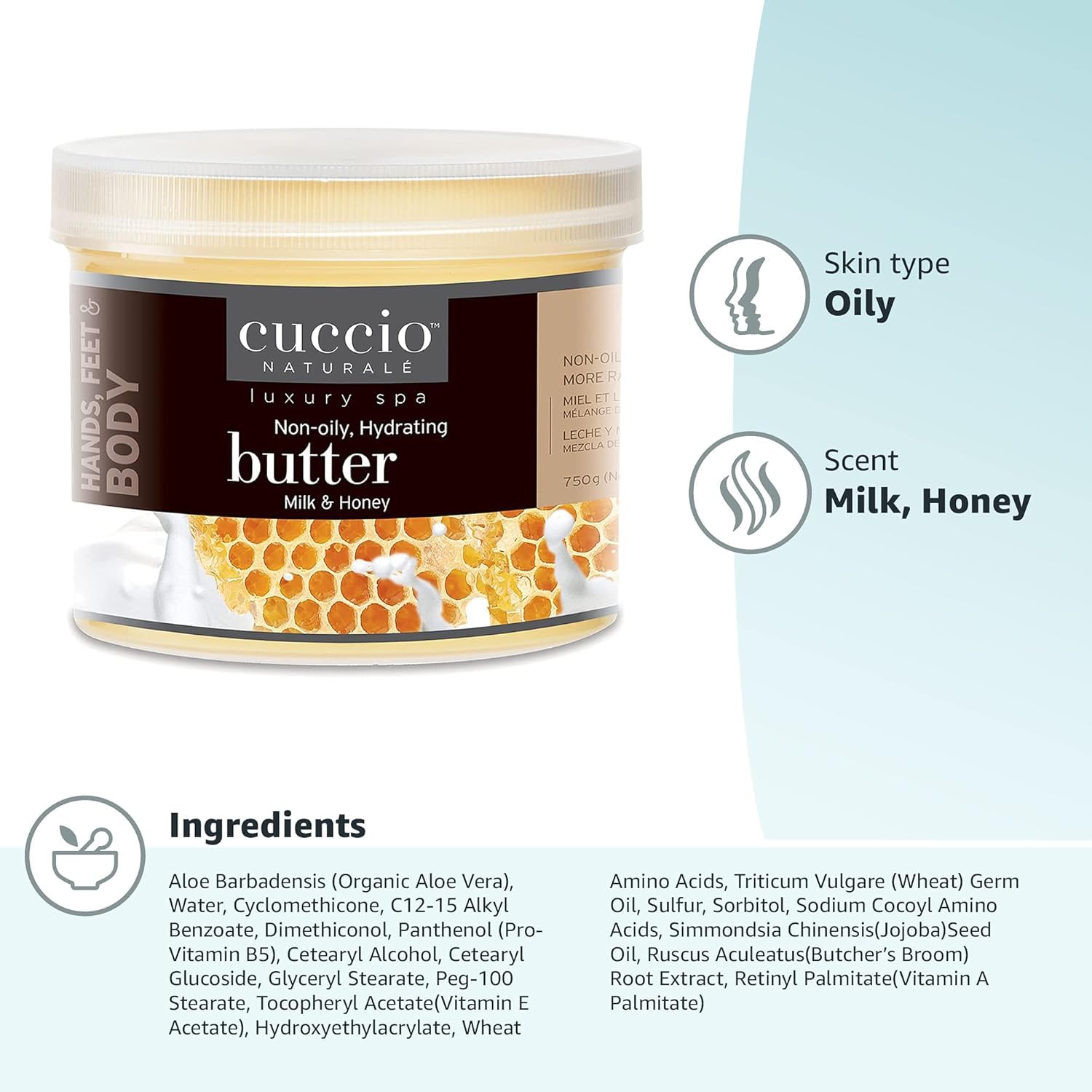 Cuccio Naturale Milk and Honey Butter Blend – Ultra Moisturizing Cream for Hands, Feet, and Body – 26 oz