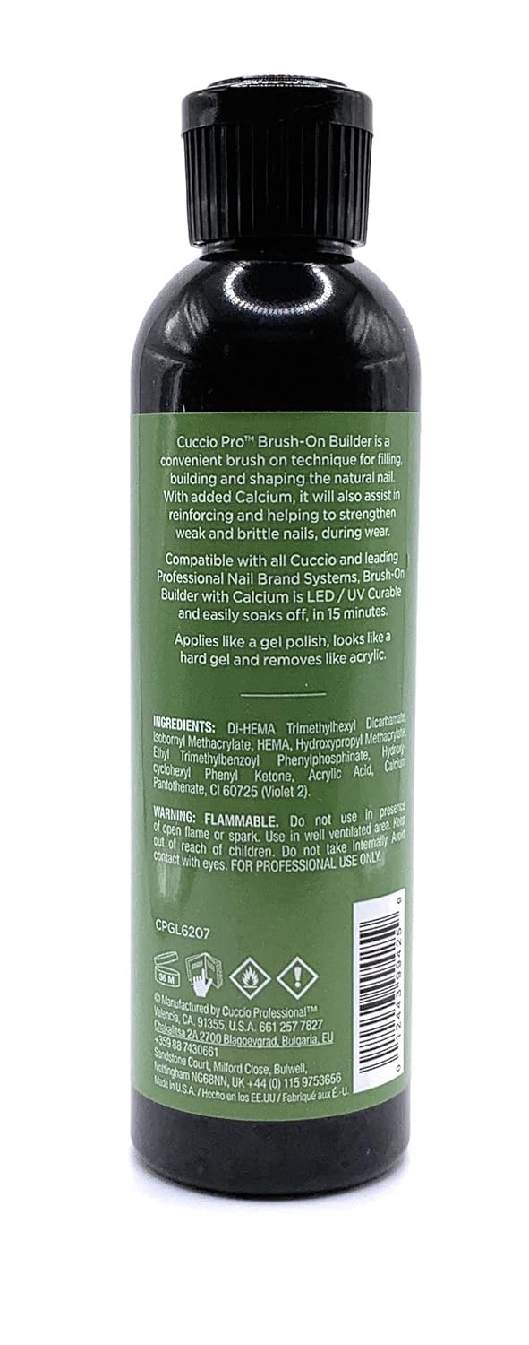 Cuccio Pro Brush-On Builder Gel with Calcium – LED/UV Self-Leveling Soak-Off Gel (4 oz)