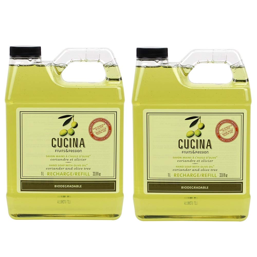 Cucina Purifying Hand Wash Refill – 2 x 1L, Coriander & Olive Tree, Made in Canada