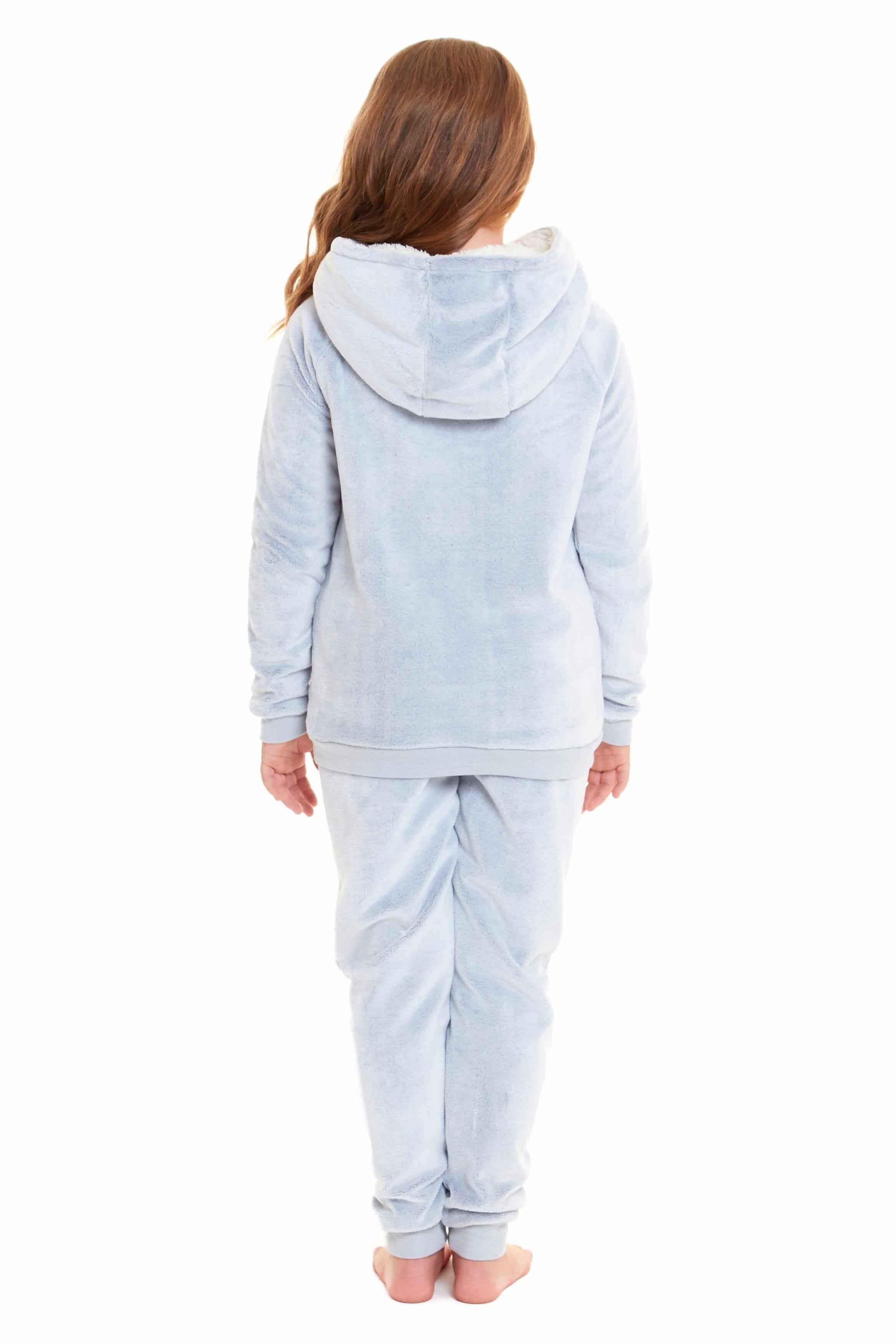 Daisy Dreamer Cuddly Raccoon Fleece Hooded Pyjama Set For Women And Girls Sherpa Lined
