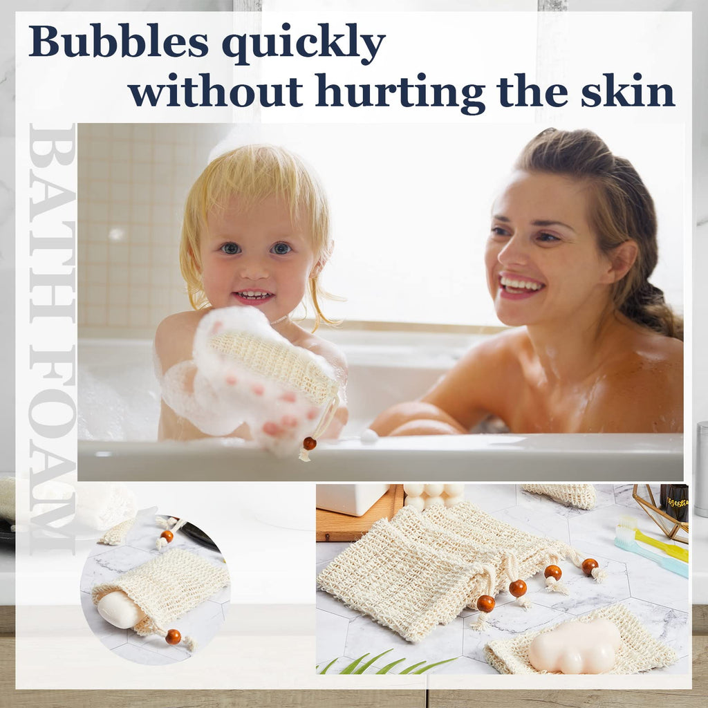 Cunhill 80 Pack Soap Saver Bags – Exfoliating Shower Net with Wooden Bead