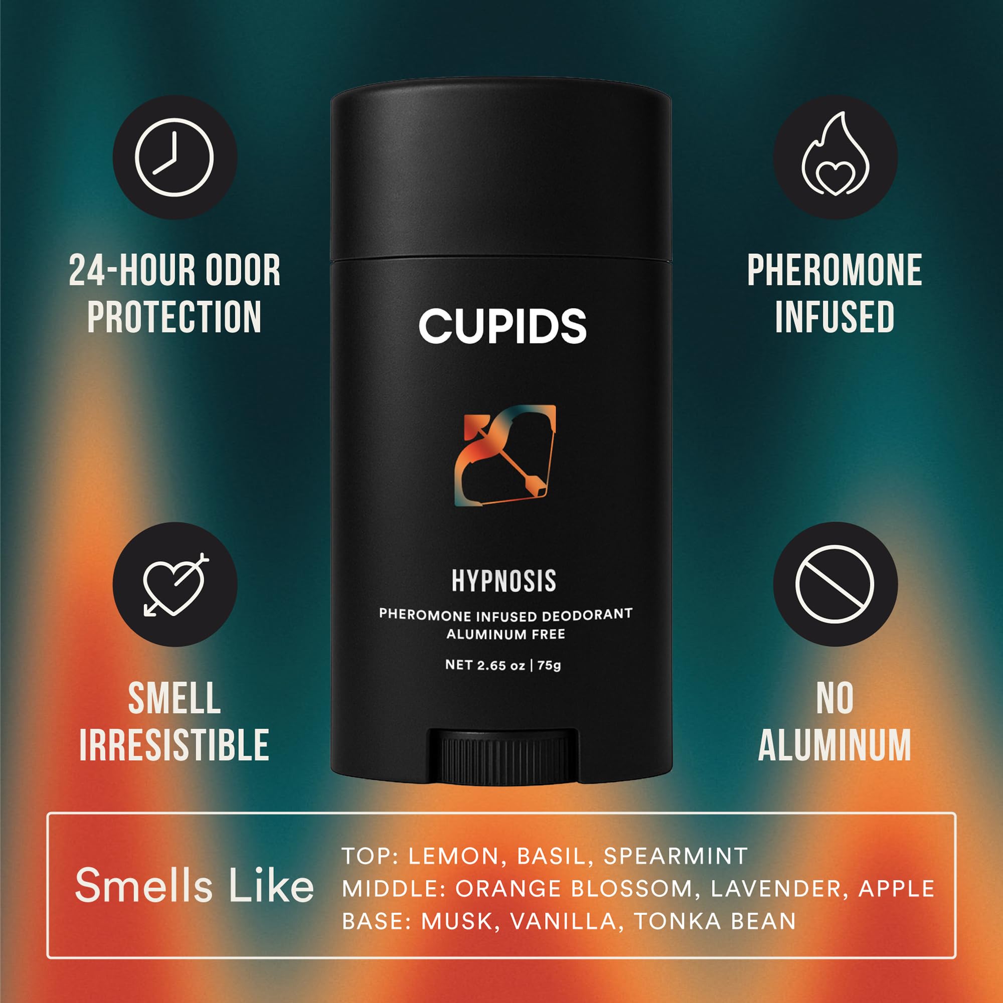 Cupids Hypnosis Deodorant for Men – Aluminum-Free, Pheromone-Infused, Vanilla Ember