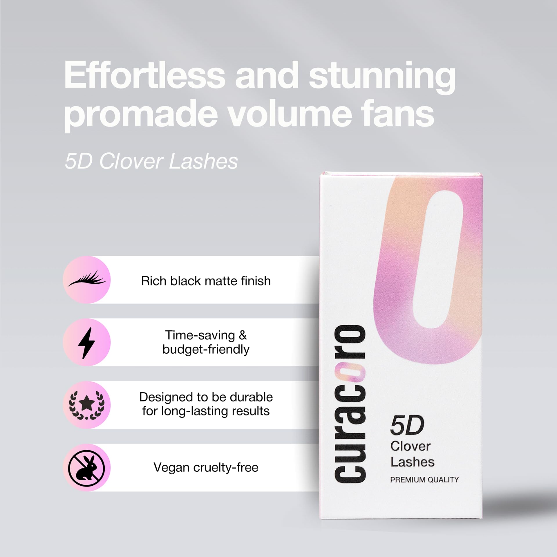 Curacoro 5D Clover Eyelash Extensions – 0.07mm, C/CC/D Curl, 8–15mm Mix & Single Length