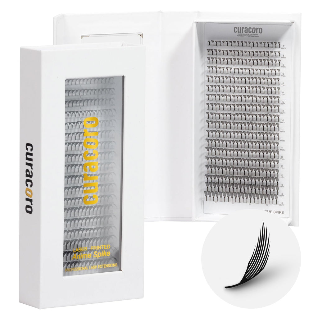 Curacoro Anime Feather Spike Lashes – Lightweight Premade Spikes LC Curl 7–16mm for Professionals