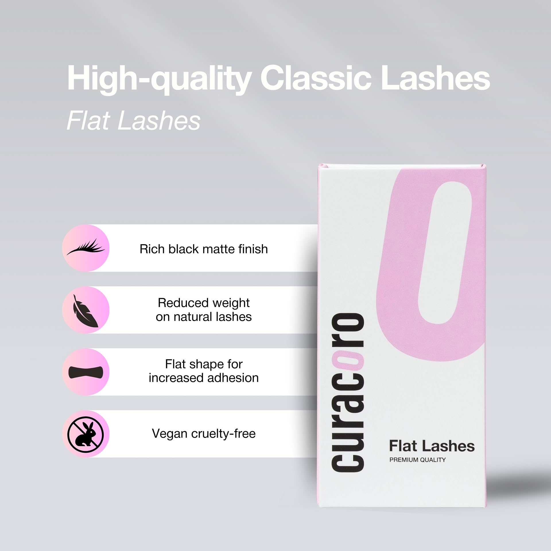 CURACORO Eclipse Flat Eyelashes Extension – Mixed 8-15mm, Ultra-Light, Cruelty-Free Synthetic Lashes