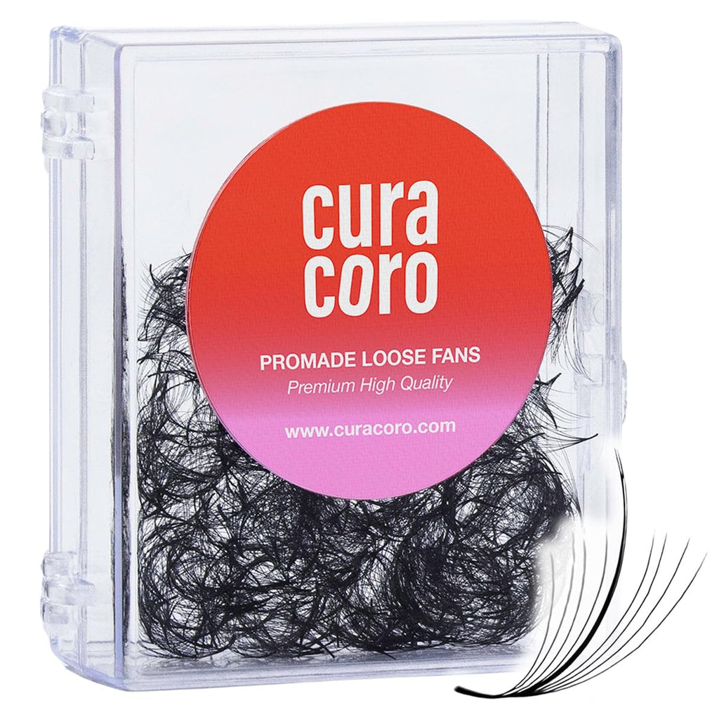 Curacoro Promade Wispy Fans – 9D 0.05 Lash Extensions, 480-500 Fans, Handmade Volume Lashes, 9-17mm