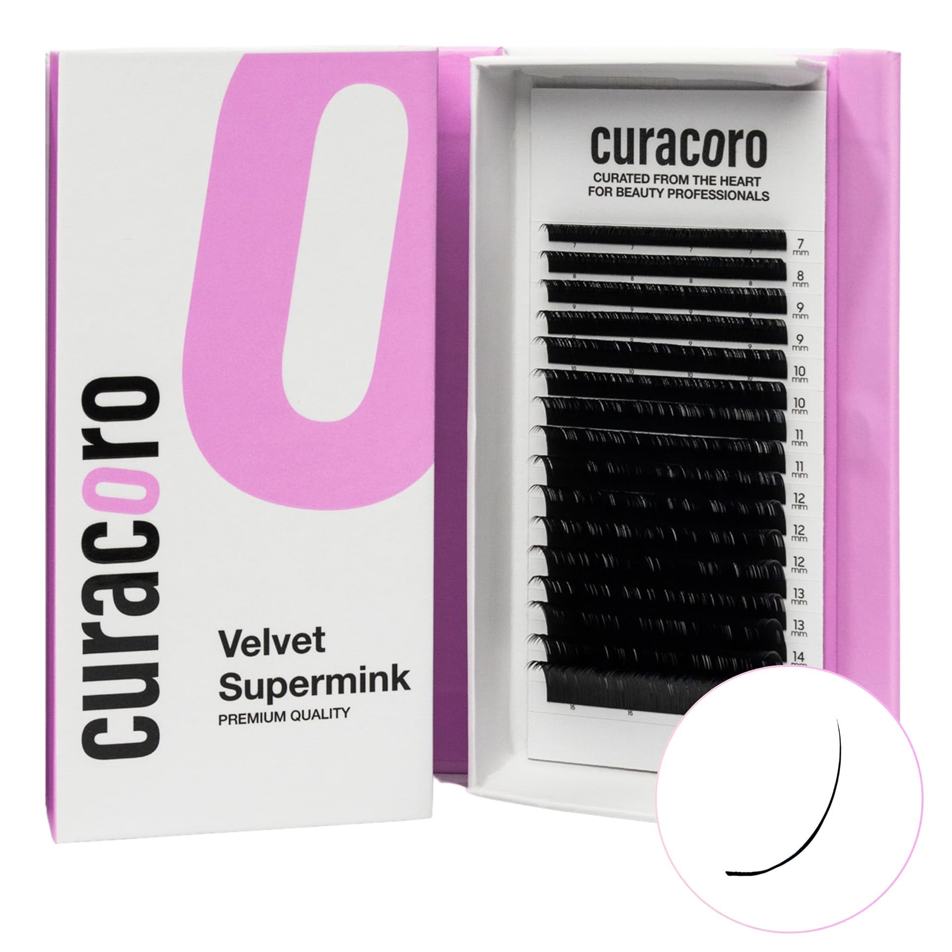 Curacoro Super Mink Eyelashes Extensions – 0.03–0.2mm, C/CC/D Curl, 7–15mm Mixed Tray